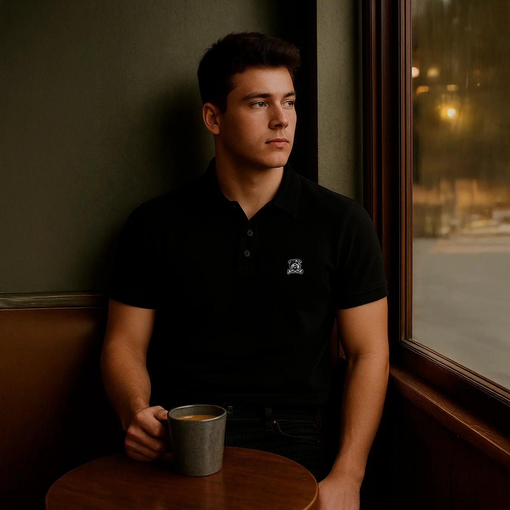Blue premium Pima cotton mens polo shirt
