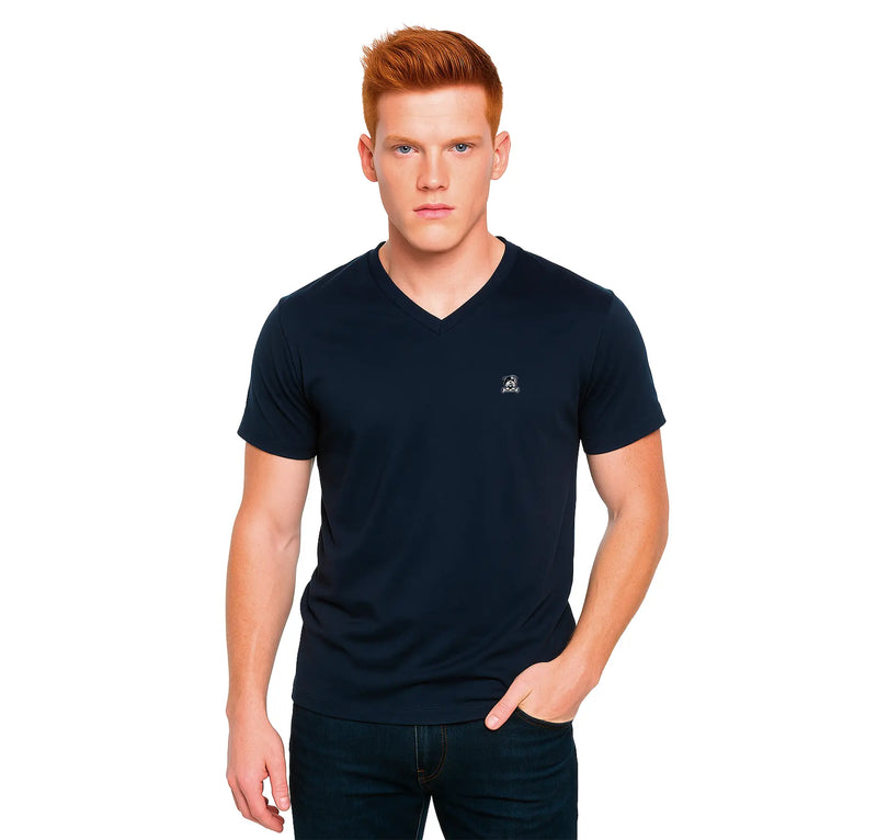 Men's V Neck T-Shirt - Barkin' Blue