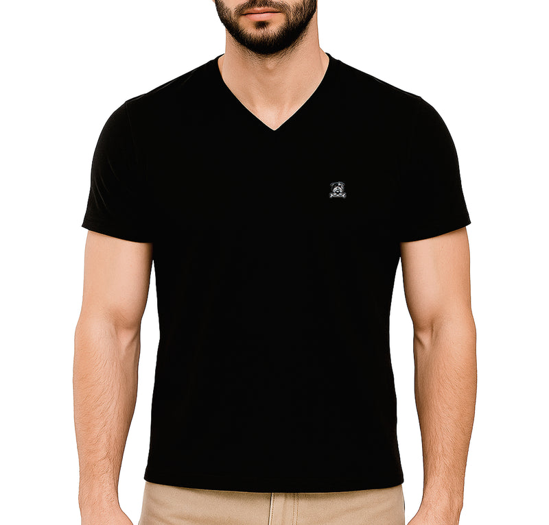 Men's V Neck T-Shirt - Bossy Black