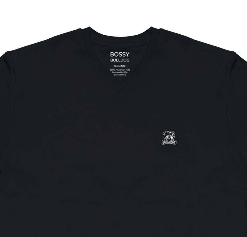 Men's V Neck T-Shirt - Bossy Black