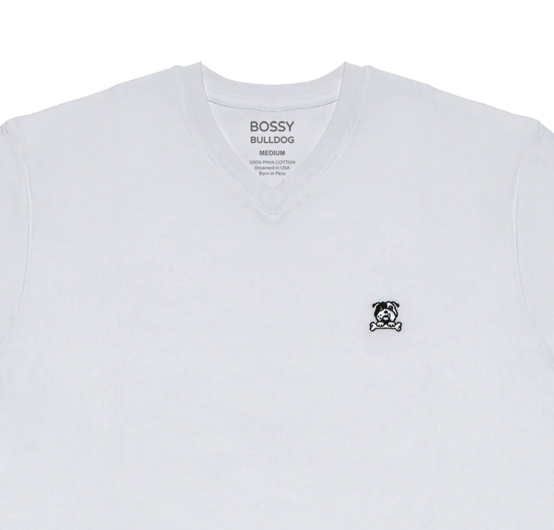 Men's V Neck T-Shirt - Bone White