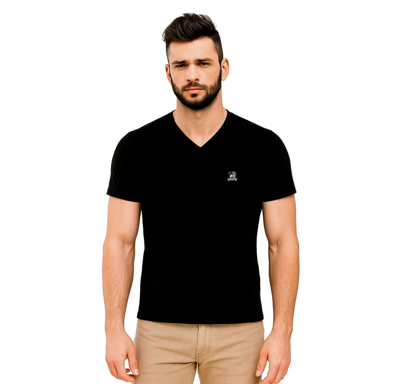 Men's V Neck T-Shirt - Bossy Black