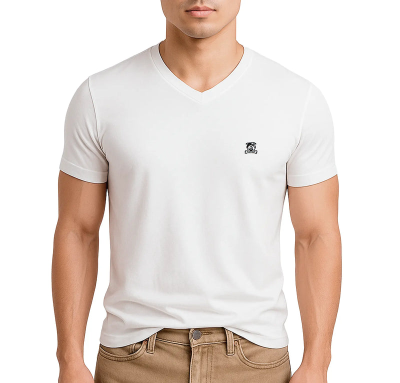Men's V Neck T-Shirt - Bone White