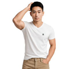 Men's V Neck T-Shirt - Bone White
