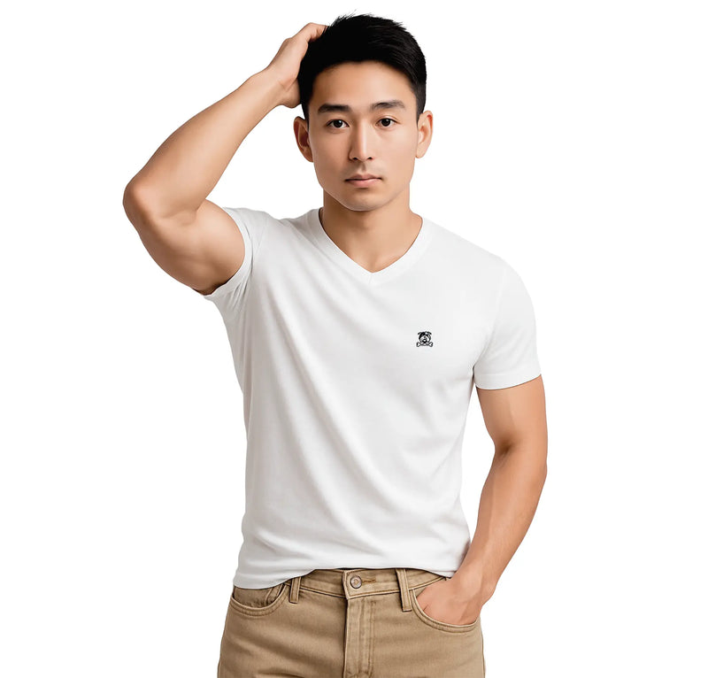 Men's V Neck T-Shirt - Bone White